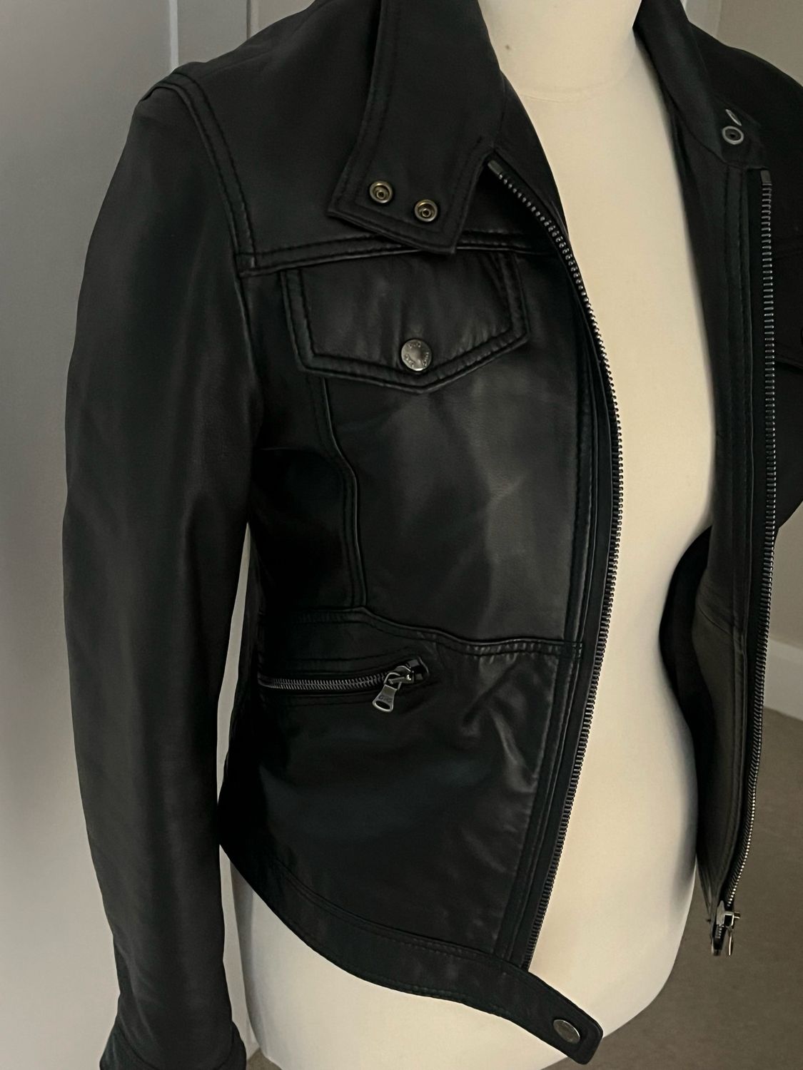 Dolce & Gabbana Black Leather Jacket Size 10