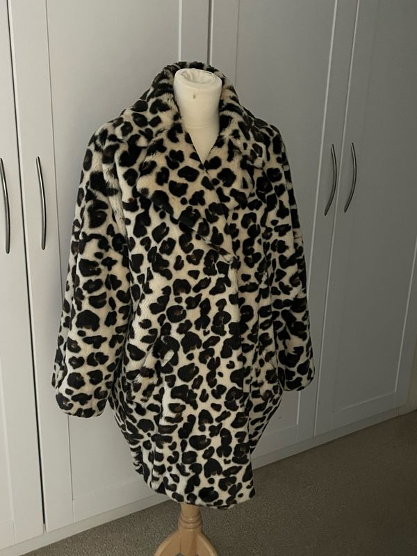 Sonia By Sonia Rykiel Faux Fur Animal Print Coat S