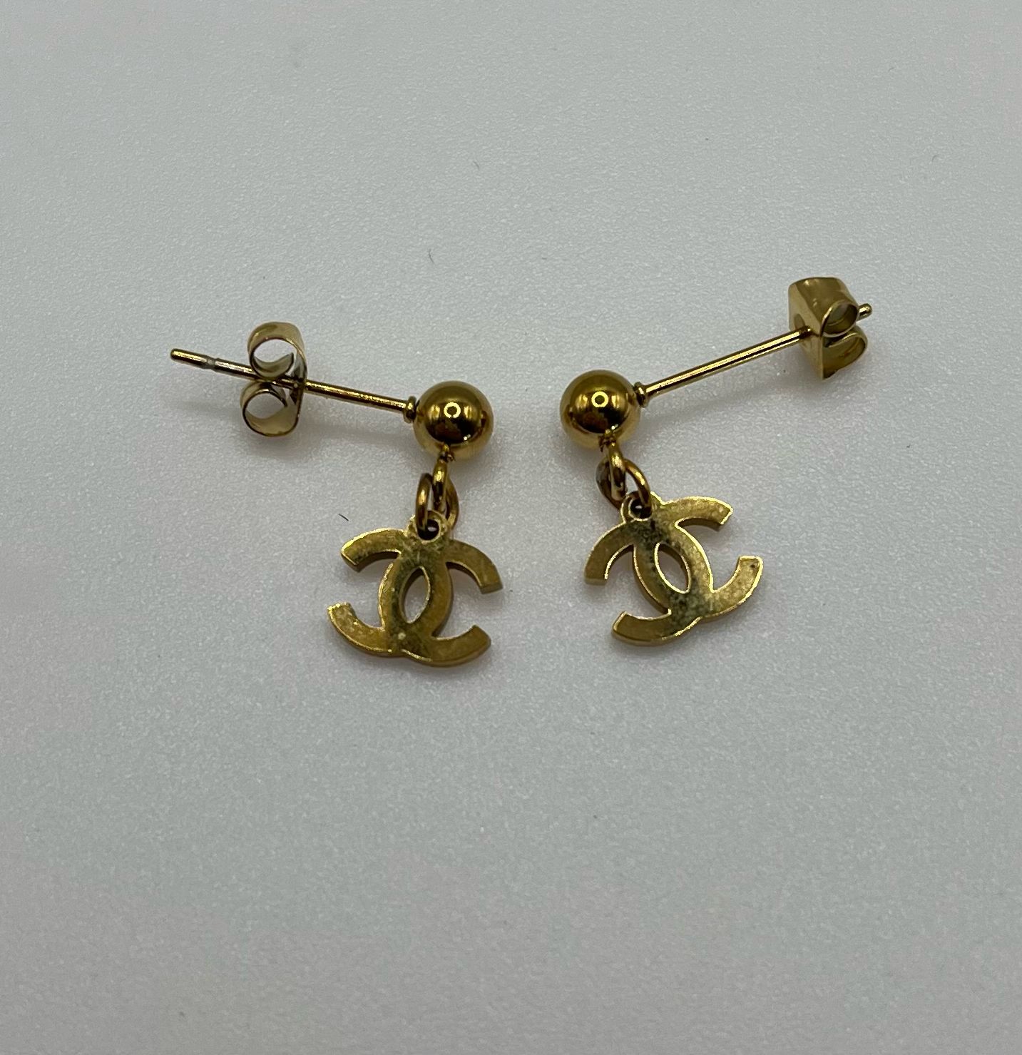 Designer’d Small CC Drop Stud Earrings