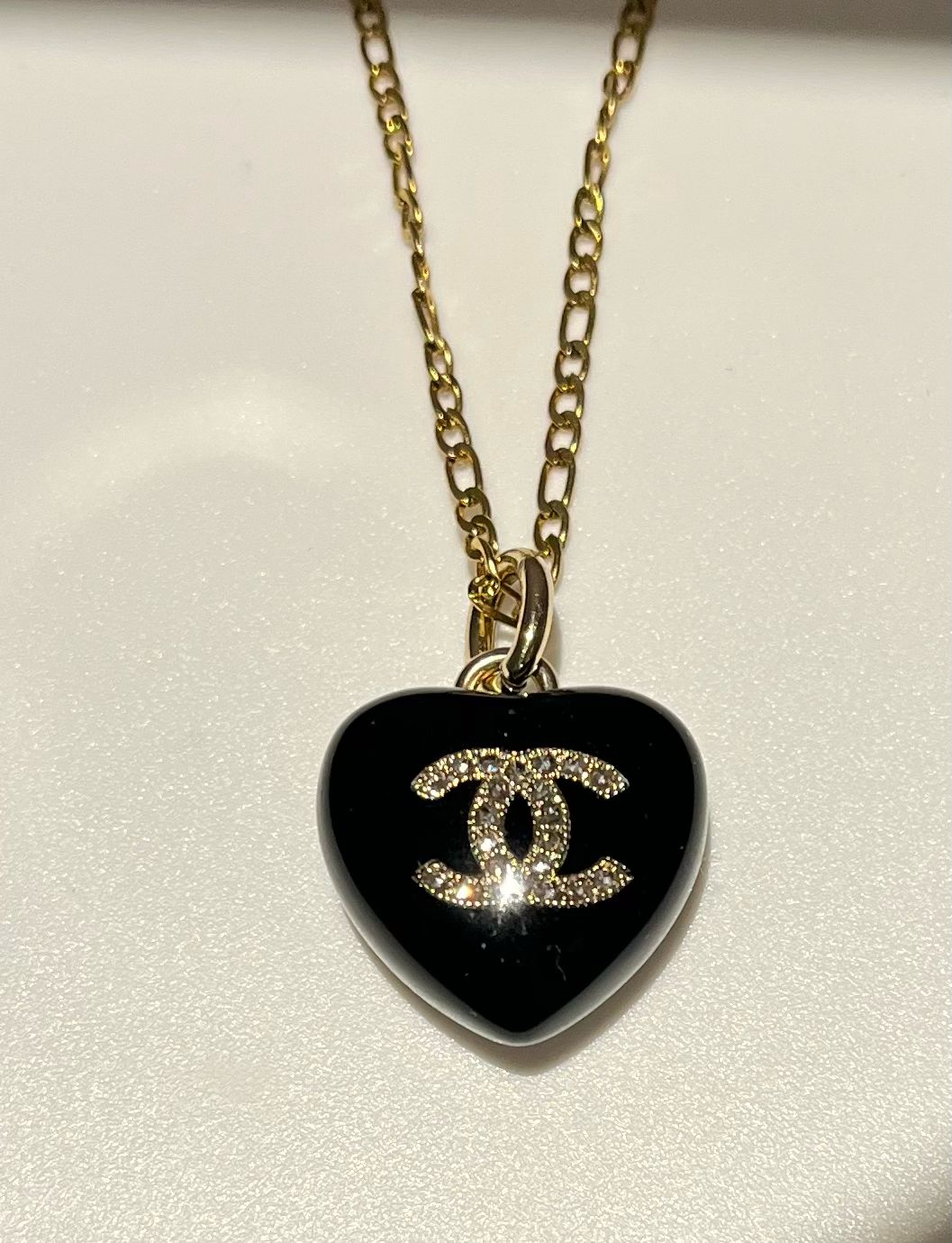 Designer’d Black CC Heart Necklace