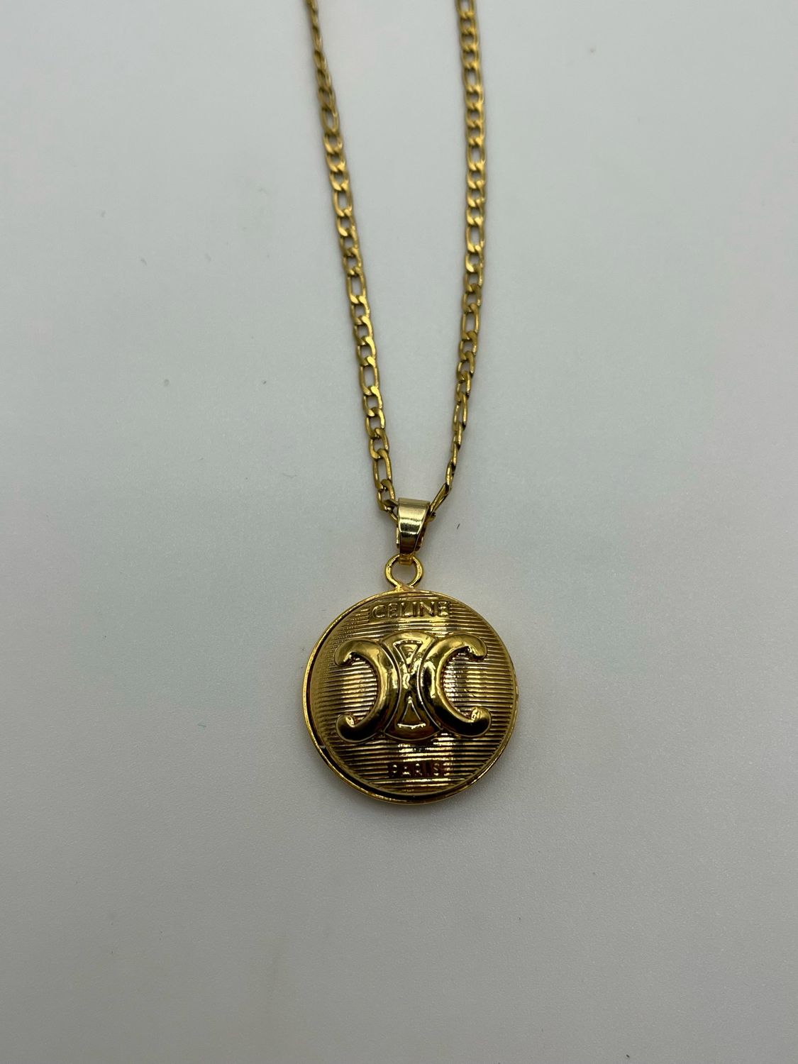 Designer’d Celine Triomphe Button Pendant Necklace