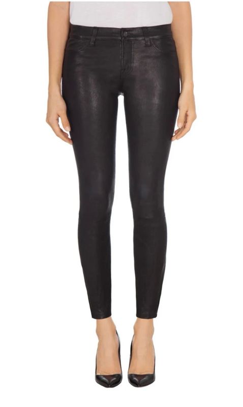 JBrand Black Leather Mid Rise Trousers Size 25