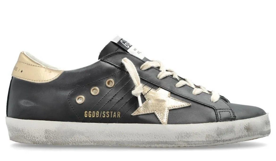 Golden Goose Black & Gold Superstars Size 38