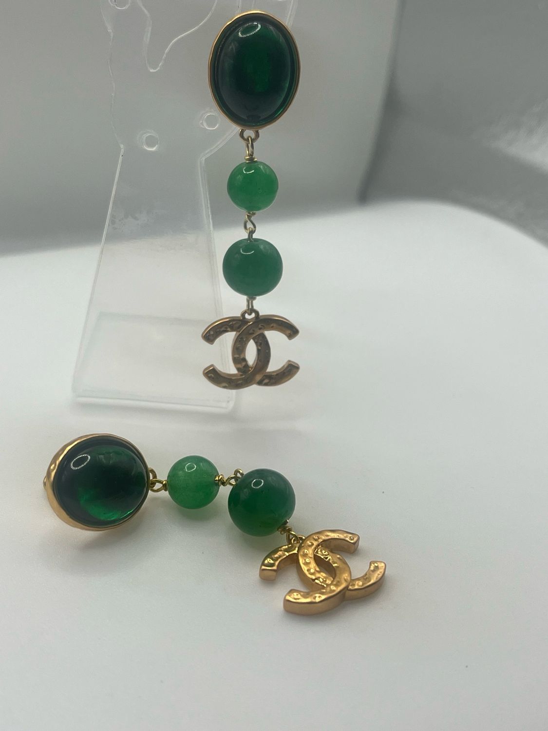 Designer’d Emerald Green Drop CC Earrings
