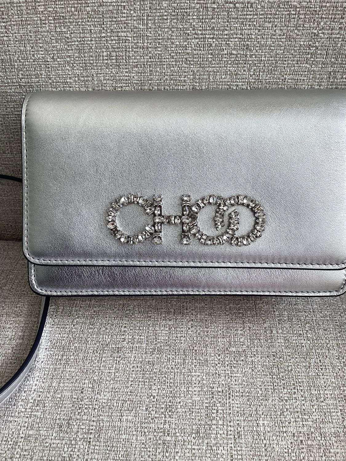 Jimmy Choo Silver Kalina Crystal Crossbody Bag