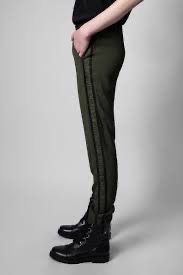 Zadig & Voltaire Khaki ‘Paula’ Crepe Trousers 36