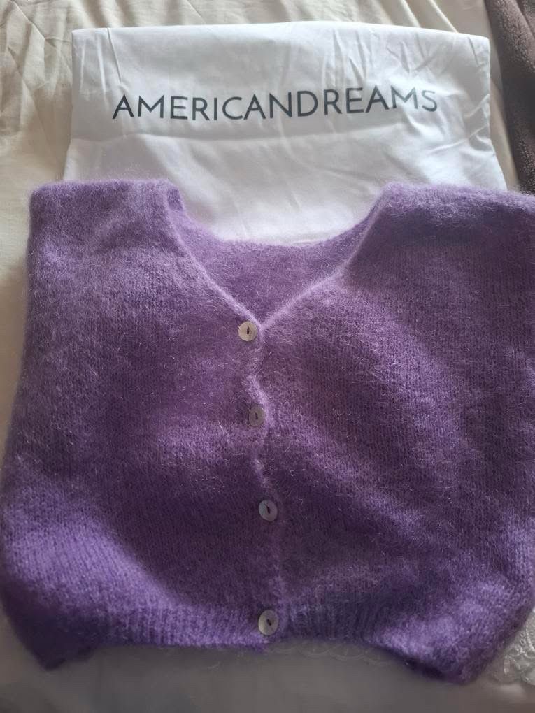 American Dreams Light Purple Cropped Mohair Cardigan S