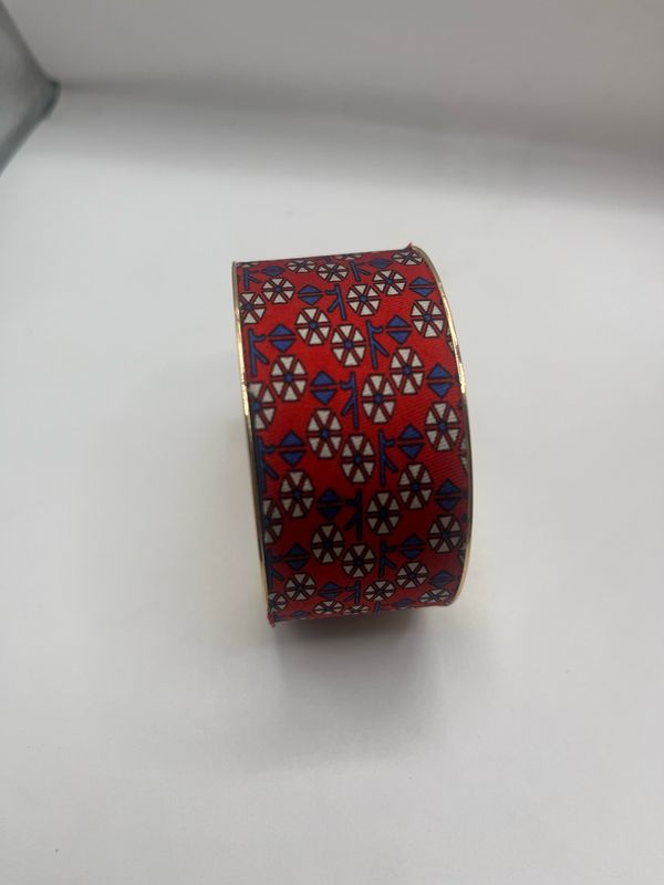 Designer’d Red Hermés Silk Tie Cuff Bracelet
