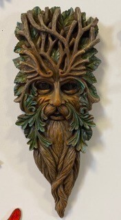 Long Green Man Face Wall Hanging