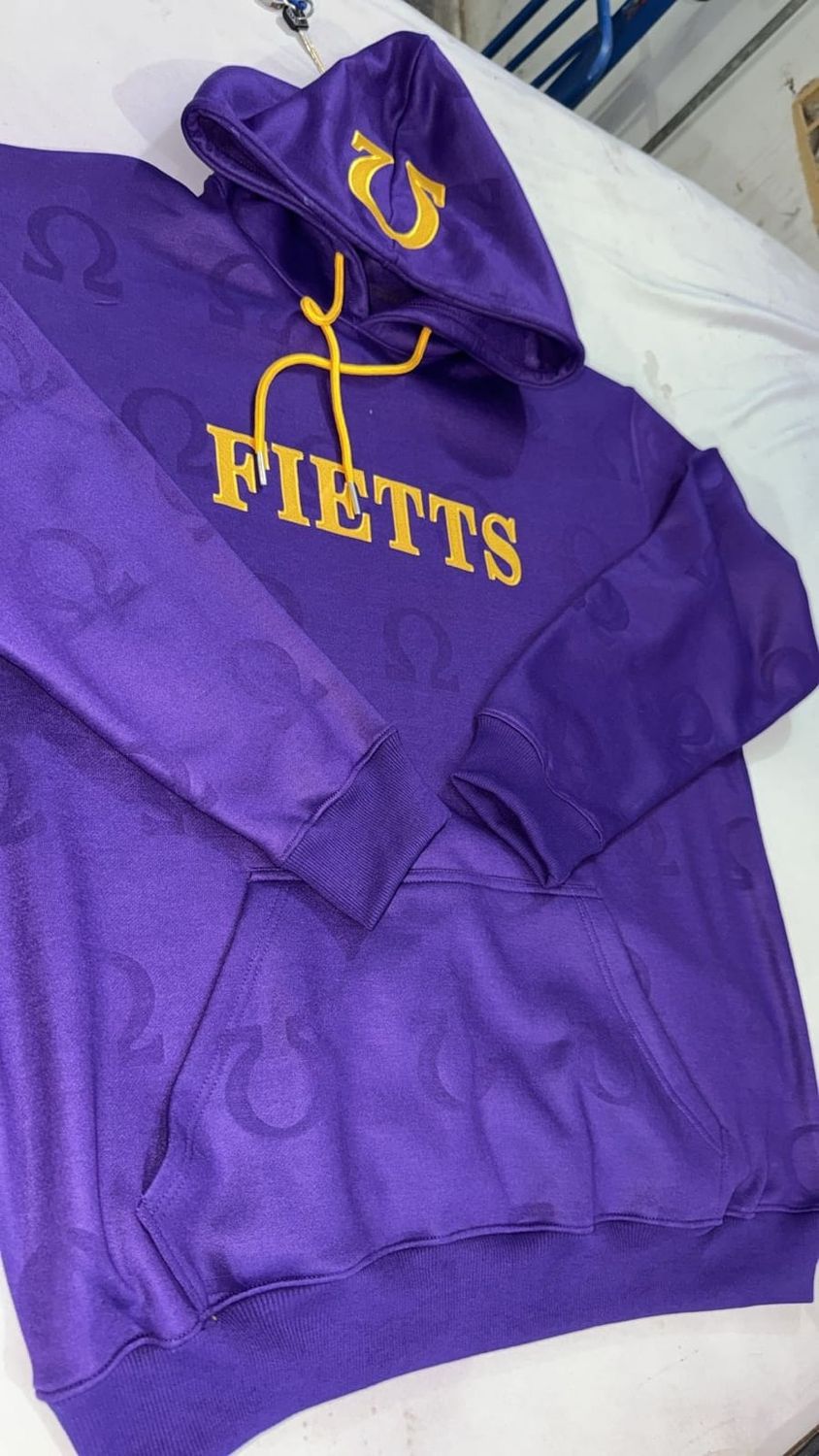 FIETTS embroided Ω Branded sweatshirt:                                        Runs small please order ONE size up