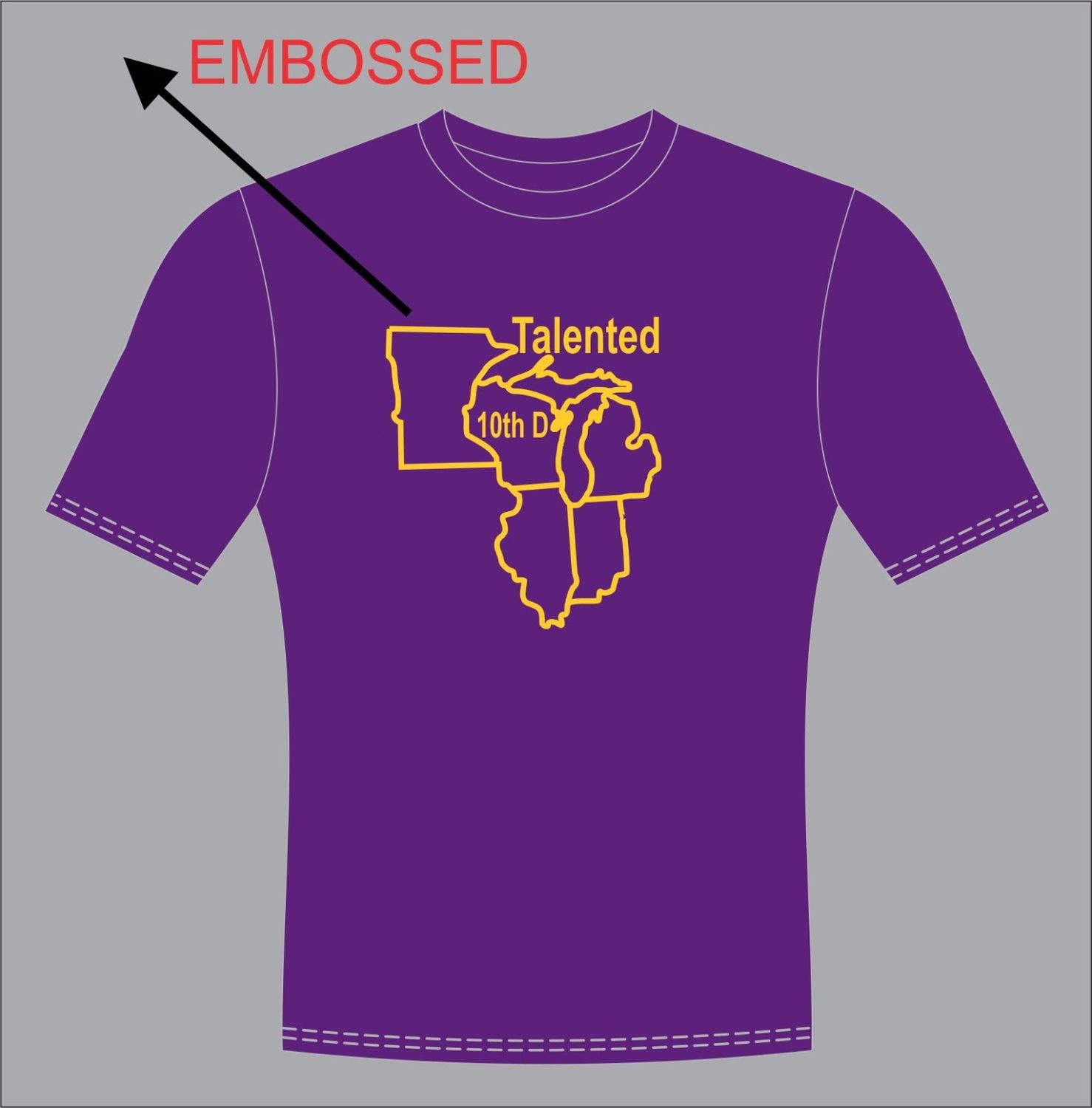 10th  District Embossed(Purple Short Sleeve)