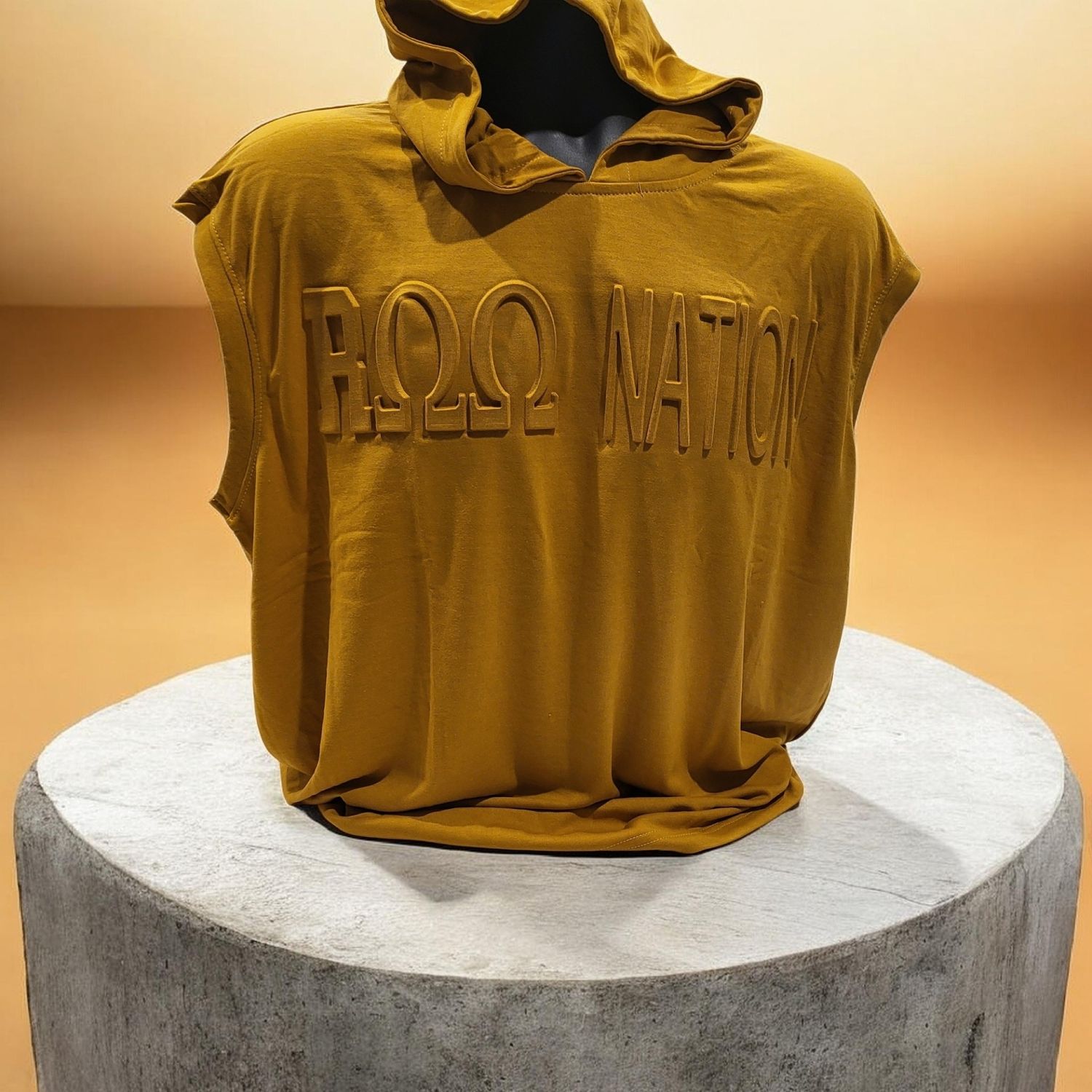 ROO Nation Gold Embossed cotton/poly Sleeveless Hoodie 