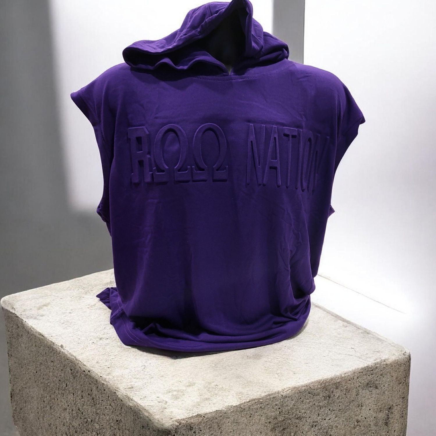 ROO Nation Purple Embossed cotton/poly Sleeveless Hoodie 