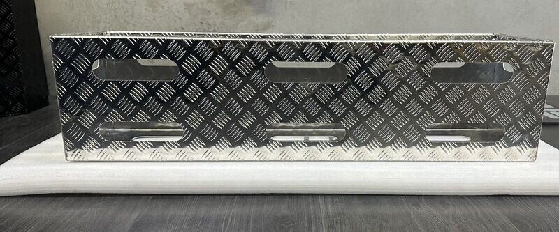 Raw Aluminium Checker Plate Wood box  1180 L X 300 X300