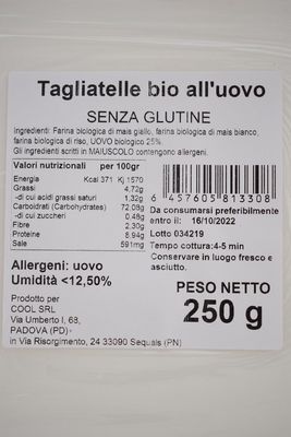 TAGLIATELLE "PAGLIA&amp;FIENO" GLUTENFRI EGGPASTA