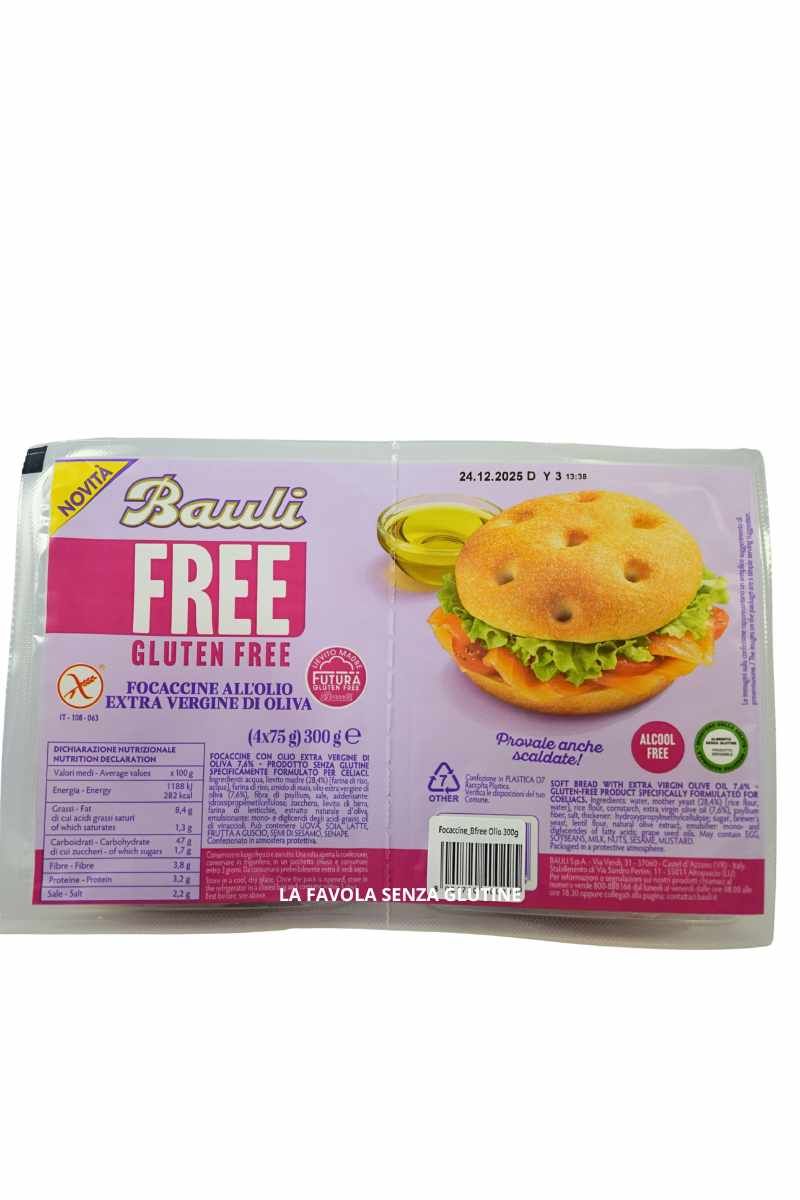 "BAULI" FOCACCIABRØD STK: 4 X 75GR - GLUTENFRI