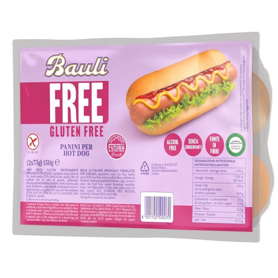 BAULI PØLSEBRØD MED SURDEIG  2x75gr. GLUTENFRI