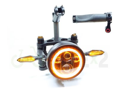 DATE FLx2 front light with fluid turn signals, loud horn and 65W dual USB A+C fast phone charger