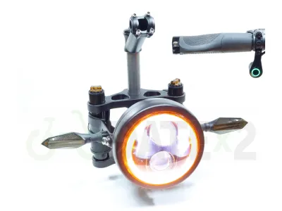 Luz frontal DATE FLx2 com indicadores de direção fluidos, buzina alta e carregador rápido de telefone com dois USB A+C de 65 W