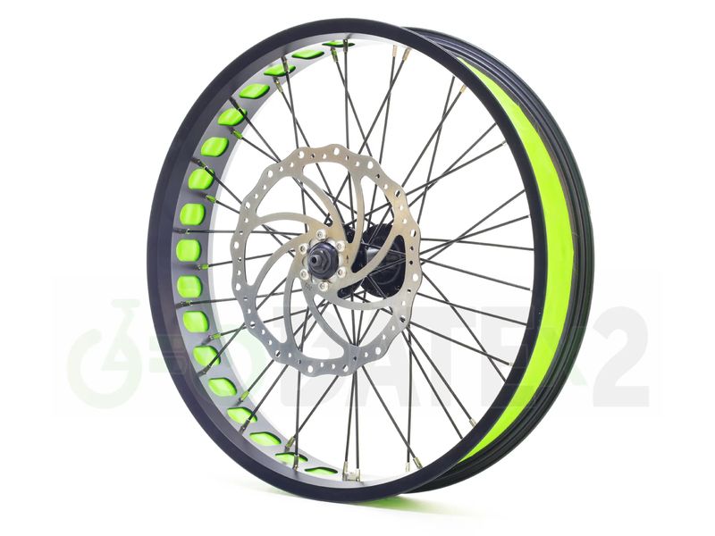 DATE Wx1F-GREEN proper 36 spokes, 204 bicycle front wheel with quick release &amp; green rim tape