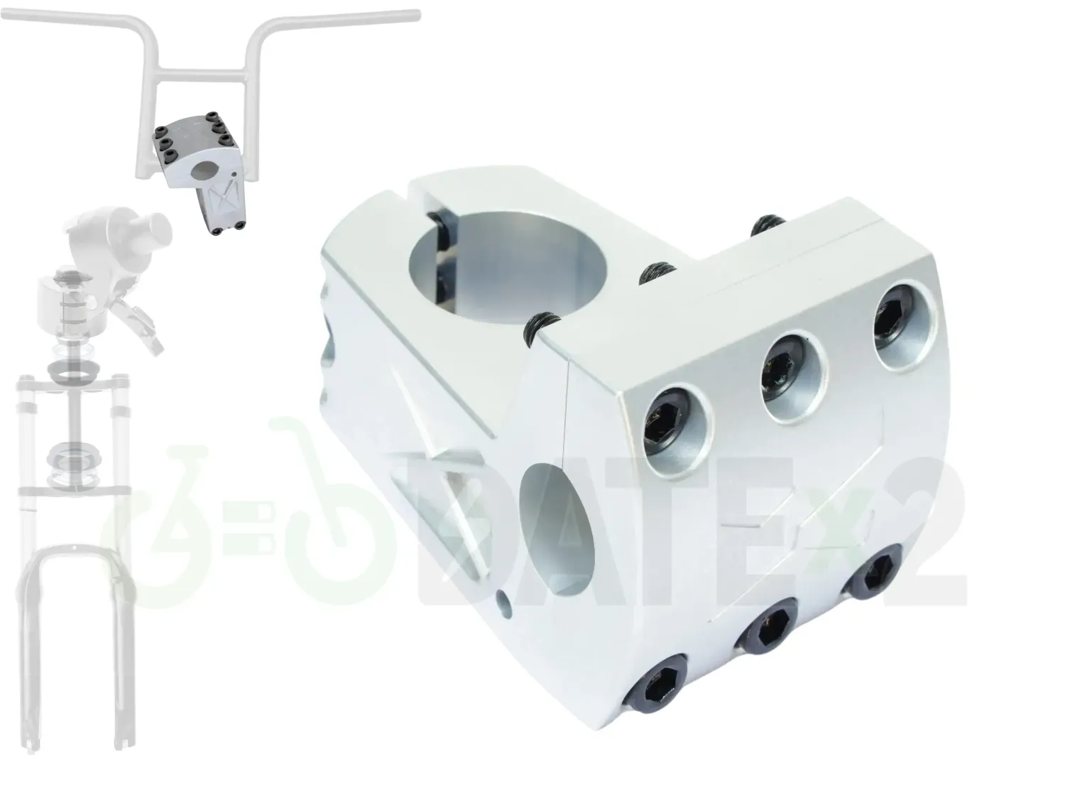 DATE X-TEMSx1-LOADER-SILVER-SURFER BMX iekrāvēja skava, 𝐗-𝐓𝐄𝐌𝐒𝐱𝟏 BMX iekrāvēja skavai: 𝐒𝐈𝐋𝐕𝐄𝐑-𝐒𝐔𝐑𝐅𝐄𝐑, 𝐇𝐞𝐚𝐝𝐬𝐞𝐭: Not Included, 𝐁𝐌𝐱𝟏 Stūre: Not Included, Salokāms BMX kāts: Not Included, Gaisa dakša: Not included