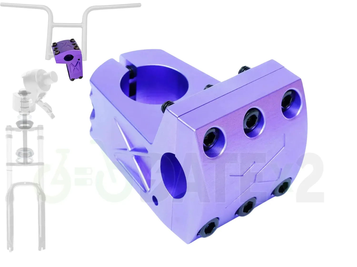 DATE X-TEMSx1-LOADER-PHANTOM-PURPLE BMX loader clamp, 𝐗-𝐓𝐄𝐌𝐒𝐱𝟏 for BMX loader clamp: 𝐏𝐇𝐀𝐍𝐓𝐎𝐌-𝐏𝐔𝐑𝐏𝐋𝐄, 𝐇𝐞𝐚𝐝𝐬𝐞𝐭: Not Included, 𝐁𝐌𝐱𝟏 Handlebar: Not Included, Foldable BMX stem: Not Included, Air Fork: Not Included