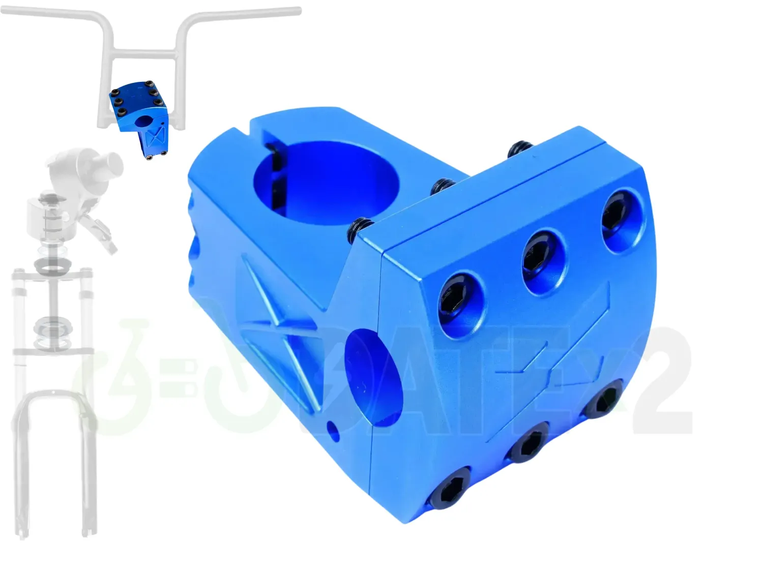 DATE X-TEMSx1-LOADER-DEEP-BLUE BMX loader clamp, 𝐗-𝐓𝐄𝐌𝐒𝐱𝟏 for BMX loader clamp: 𝐃𝐄𝐄𝐏-𝐁𝐋𝐔𝐄, 𝐇𝐞𝐚𝐝𝐬𝐞𝐭: Not Included, 𝐁𝐌𝐱𝟏 Handlebar: Not Included, Foldable BMX stem: Not Included, Air Fork: Not Included