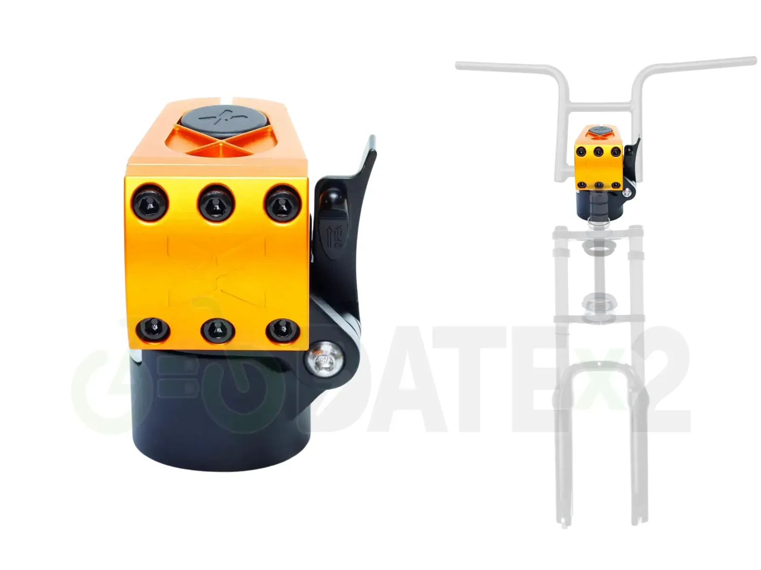 DATE X-TEMSx1-FOLDx1-ROSA-COPPER foldable stem and loader, 𝐗-𝐓𝐄𝐌𝐒𝐱𝟏 for BMX loader clamp: 𝐑𝐎𝐒𝐀-𝐂𝐎𝐏𝐏𝐄𝐑