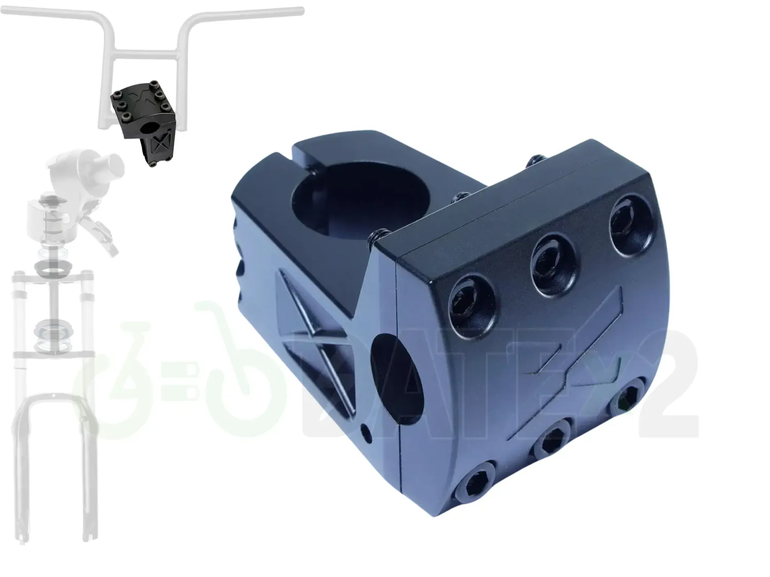 DATE X-TEMSx1-LOADER-MATTE-BLACK BMX loader clamp, 𝐗-𝐓𝐄𝐌𝐒𝐱𝟏 for BMX loader clamp: 𝐌𝐀𝐓𝐓𝐄-𝐁𝐋𝐀𝐂𝐊, 𝐇𝐞𝐚𝐝𝐬𝐞𝐭: Not Included, 𝐁𝐌𝐱𝟏 Handlebar: Not Included, Foldable BMX stem: Not Included, Air Fork: Not Included