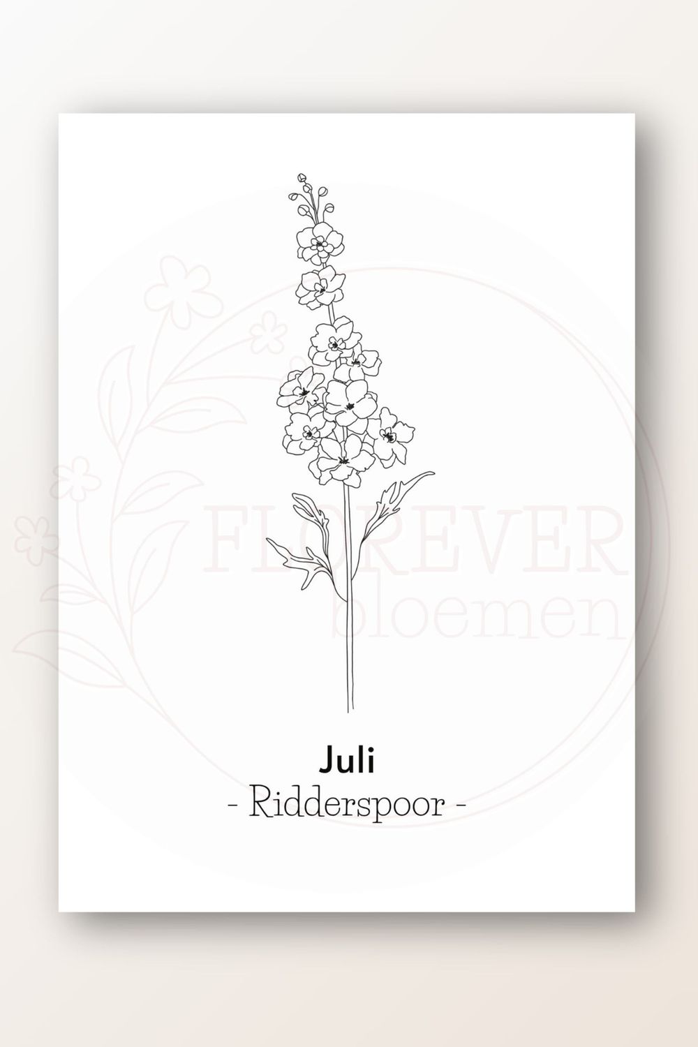 Kaart juli; ridderspoor