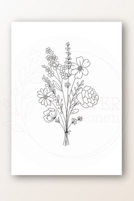Kaart boeket bloemen Kaart boeket bloemen