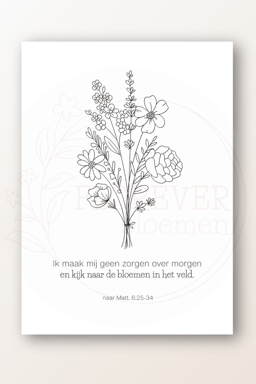 Kaart boeket bloemen met Bijbeltekst