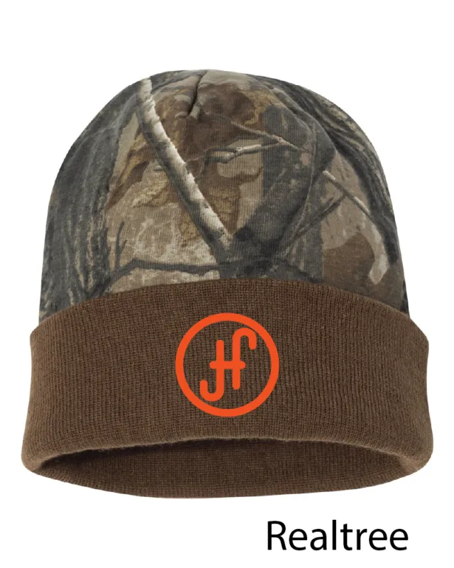 JHF Embroidered Kati 12" Licensed Camo Cuffed Beanie