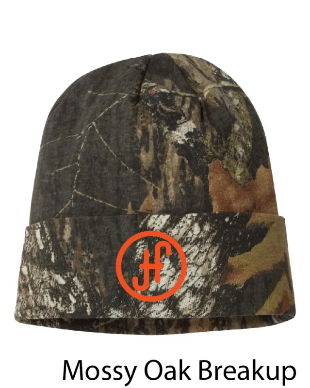 JHF Embroidered Kati 12&quot; Licensed Camo Cuffed Beanie