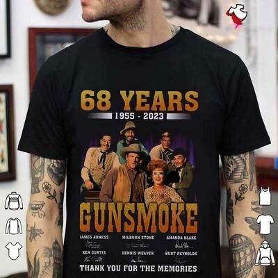 Gunsmoke Movies Shirt, 68 Years Gunsmoke Thank You For The Memories Anniversary 1955 2023 Movie T-Shirt, Thank You For The Memories Shirt