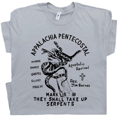 Snake Handling Church T Shirt Cool Snake Shirt Weird Shirts Occult T Shirt Rattlesnake Graphic Tee For Men Women Atheist Cult Horror Movie