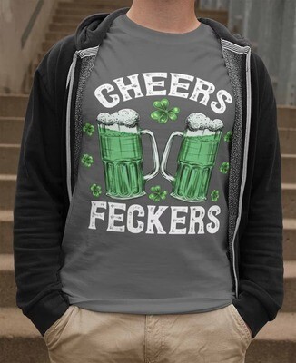 Men's St. Patrick's Day T Shirt Beer Shirt Cheers Shirt Cheers Feckers Funny St. Patrick's Day Shirt