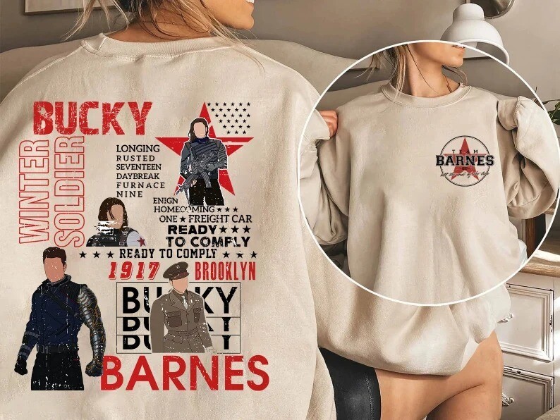 Bucky Barnes Double Sides Sweatshirt, Rogers Bucky Barnes Shirt, Barnes 1917, Sebastian Stan, Winter Soldier Shirt, Avengers Marvels Shirt