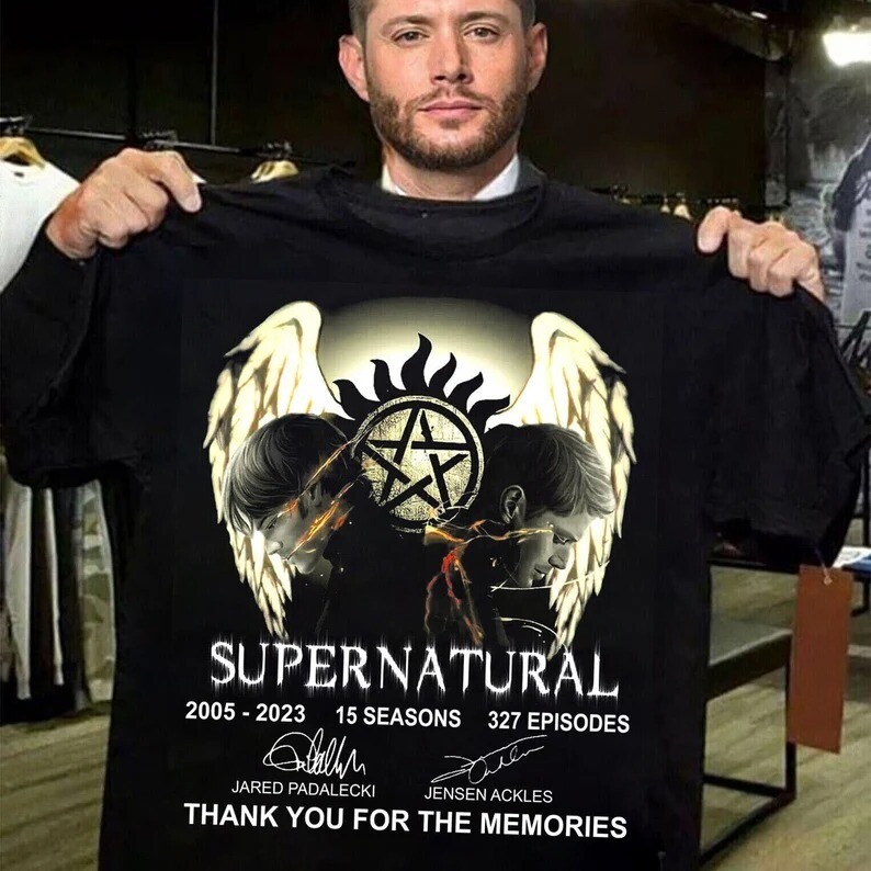 Supernatural Vintage T-Shirt, Supernatural Signatures 2005-2023 Thank You For The Memories Movie Shirt, TV Series Shirt, Winchester Shirt