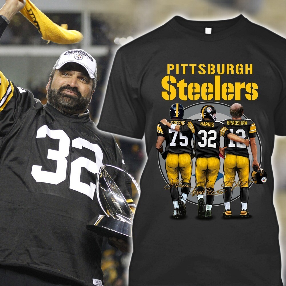 Pittsburgh Steelers number 75 32 and 12 with signatures shirt