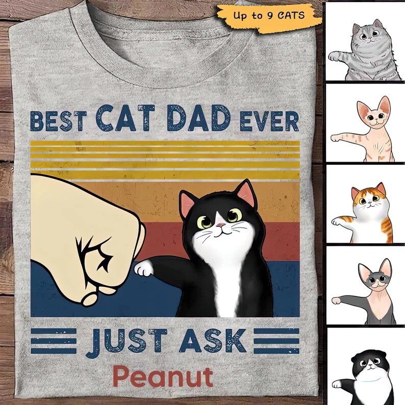 Best Cat Dad Ever Shirt, Cat Dad, Fathers Shirt, Personalized Shirt, Gift For Cat Dad Papa, Father's Day Personalized Cat Owners Shirt