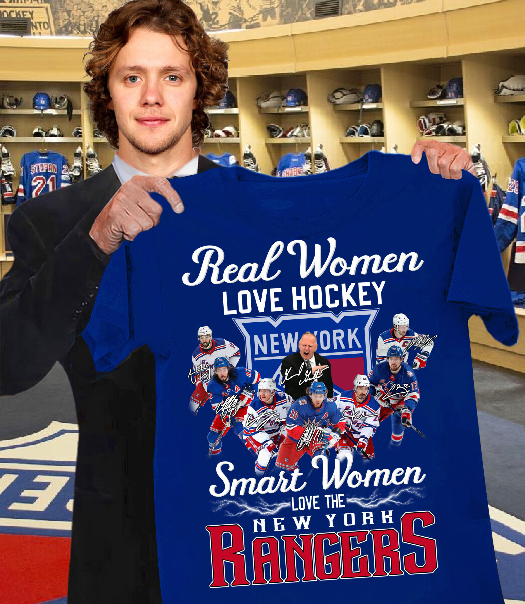 Real Women love Hockey smart Women love the New York Rangers signature T-shirt