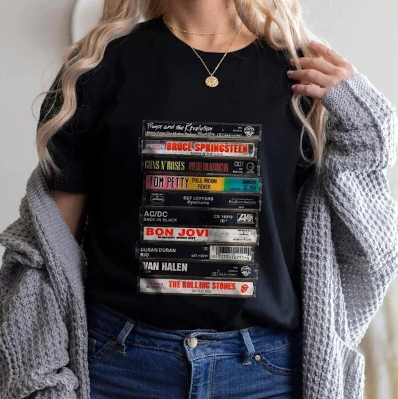 Vintage Cassette Tape T-shirt, Retro Cassette Tape Graphic Tee, 80's Rock Graphic Shirt, Vintage Band Cassette Tapes Tee, Music Lover Shirt