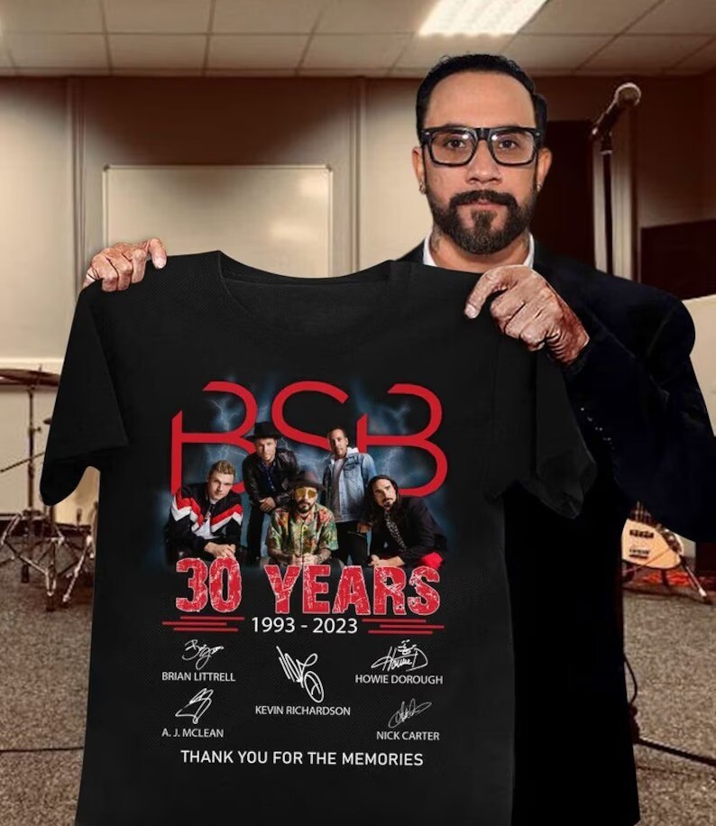 Backstreet Boys Shirt, BSB Rock Shirt, Backstreet Boys Member 30th Legend Anniversary 1993-2023 Thank You For The Memories Signatures Shirt
