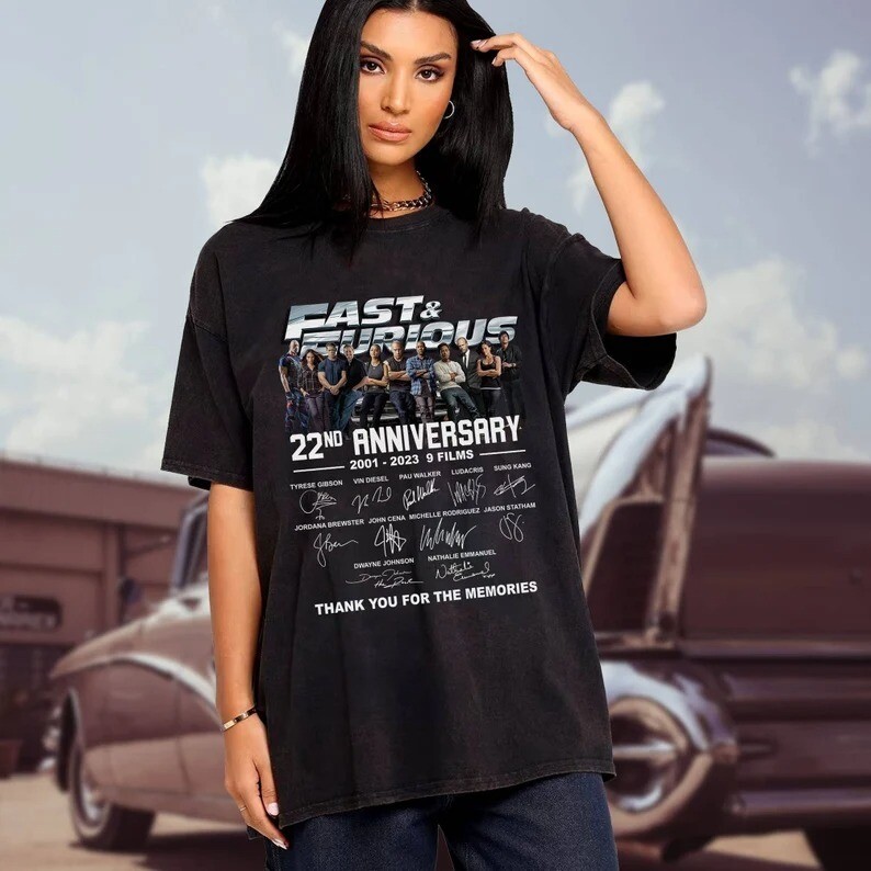 22nd Anniversary 2001 2023 Thank You For The Memories Fast and Furious Fan T Shirt