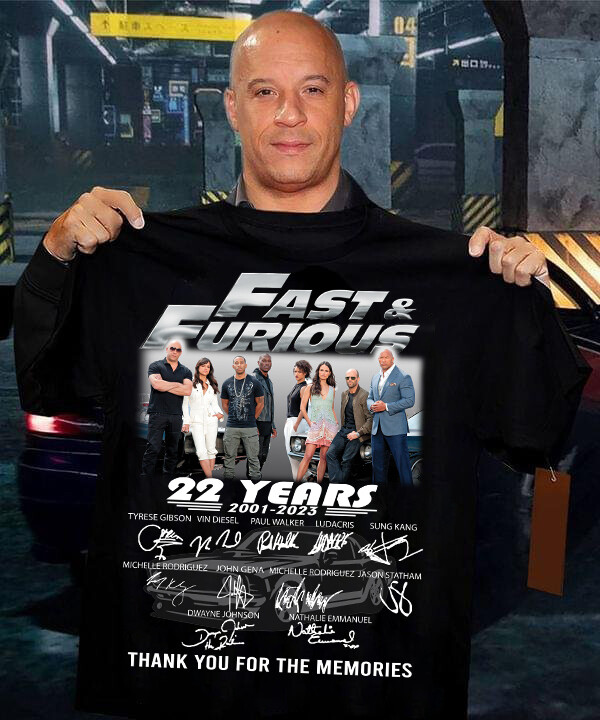 22 Years Of Fast & Furious 2001 – 2023 Thank You For The Memories T-Shirt