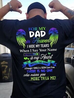 For My Dad In Heaven Shirt, Colorful Memorial Shirt, Memorable Shirt, Remember Gift, Family Memorial Gift