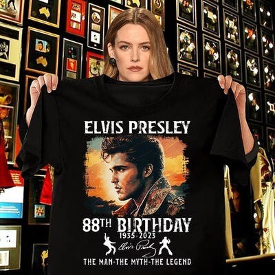 Elvis Presley 88th Birthday 1935 – 2023 The Man The Myth The Legend Signature Sunset Shirt