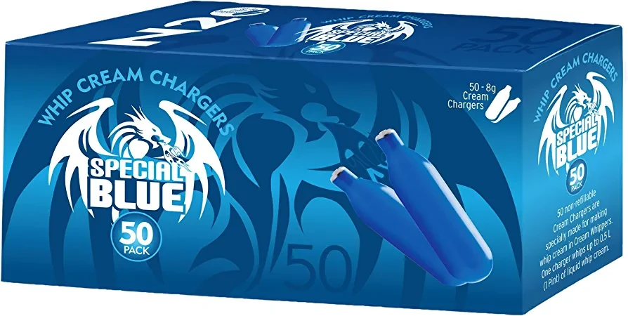 Special Blue Cream Chargers 50   pack CT 8g N20 chargers