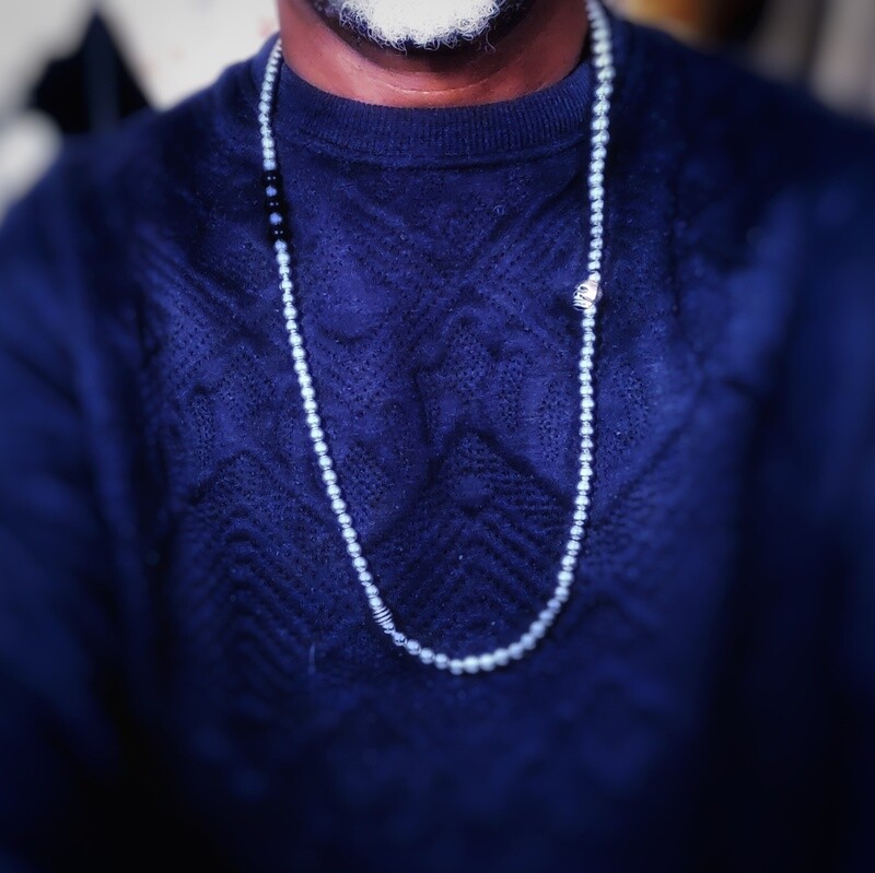 MW+US Hematite Necklace Mens